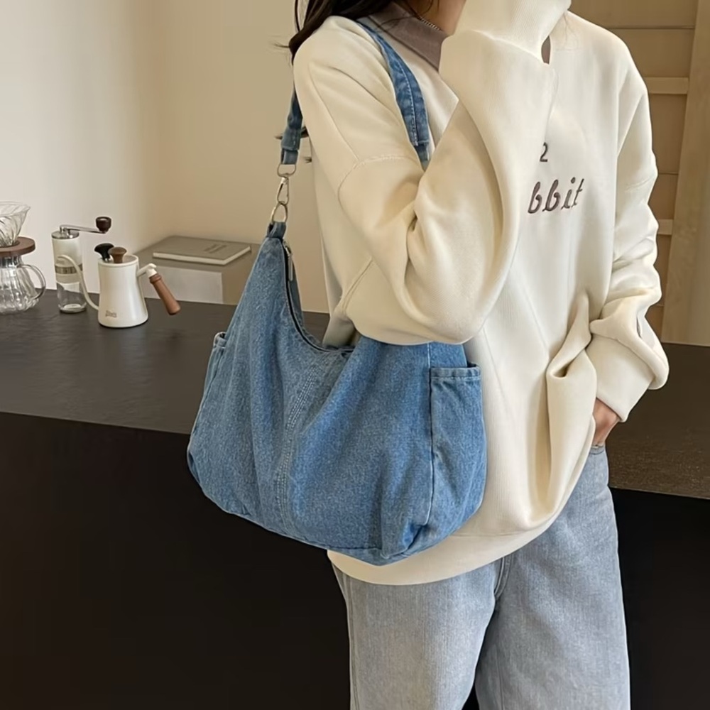 Light Blue Denim Crossbody Shoulder Bag